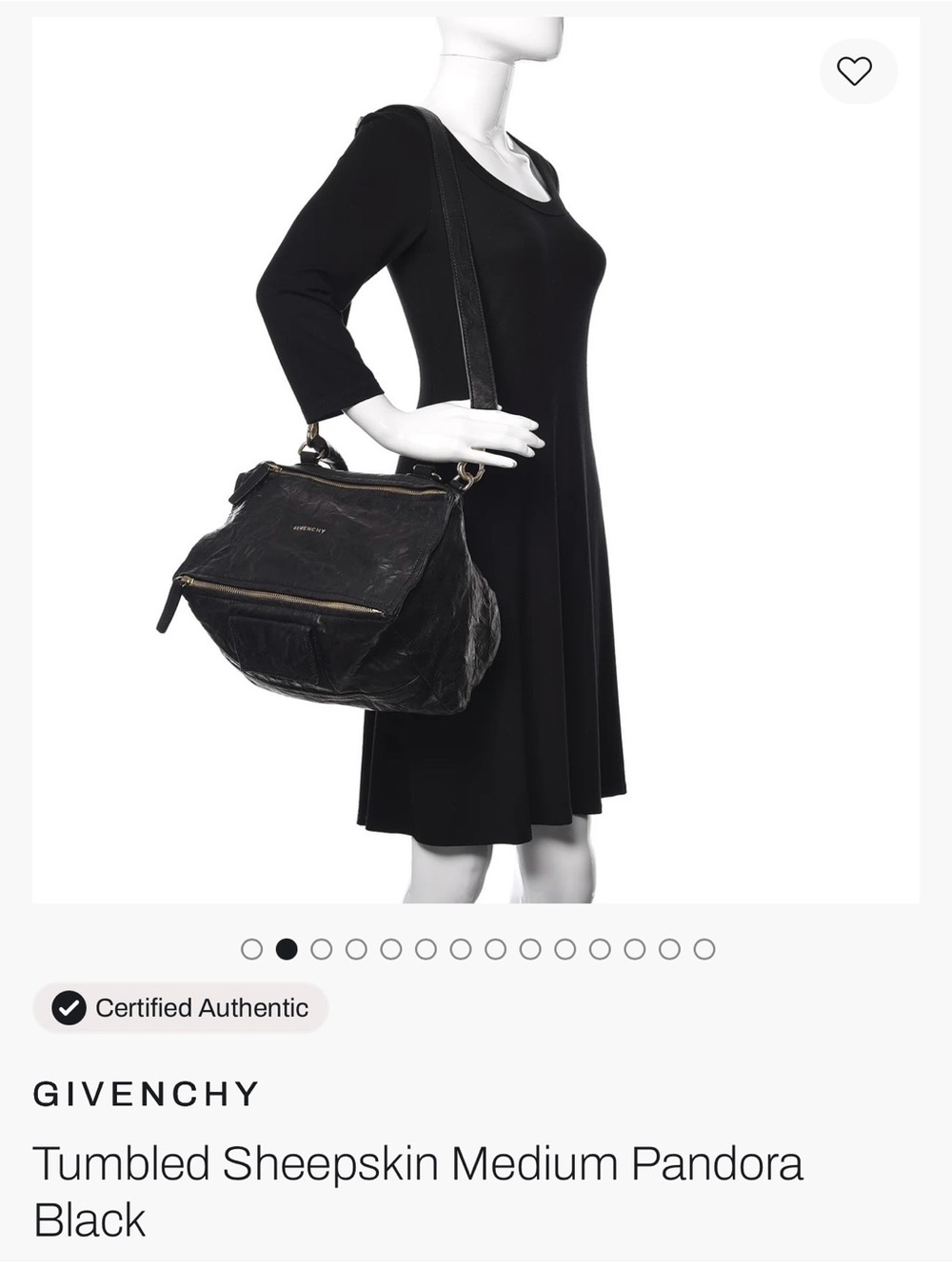 Givenchy Black Tumbled Sheepskin Pandora Shoulder Bag used
